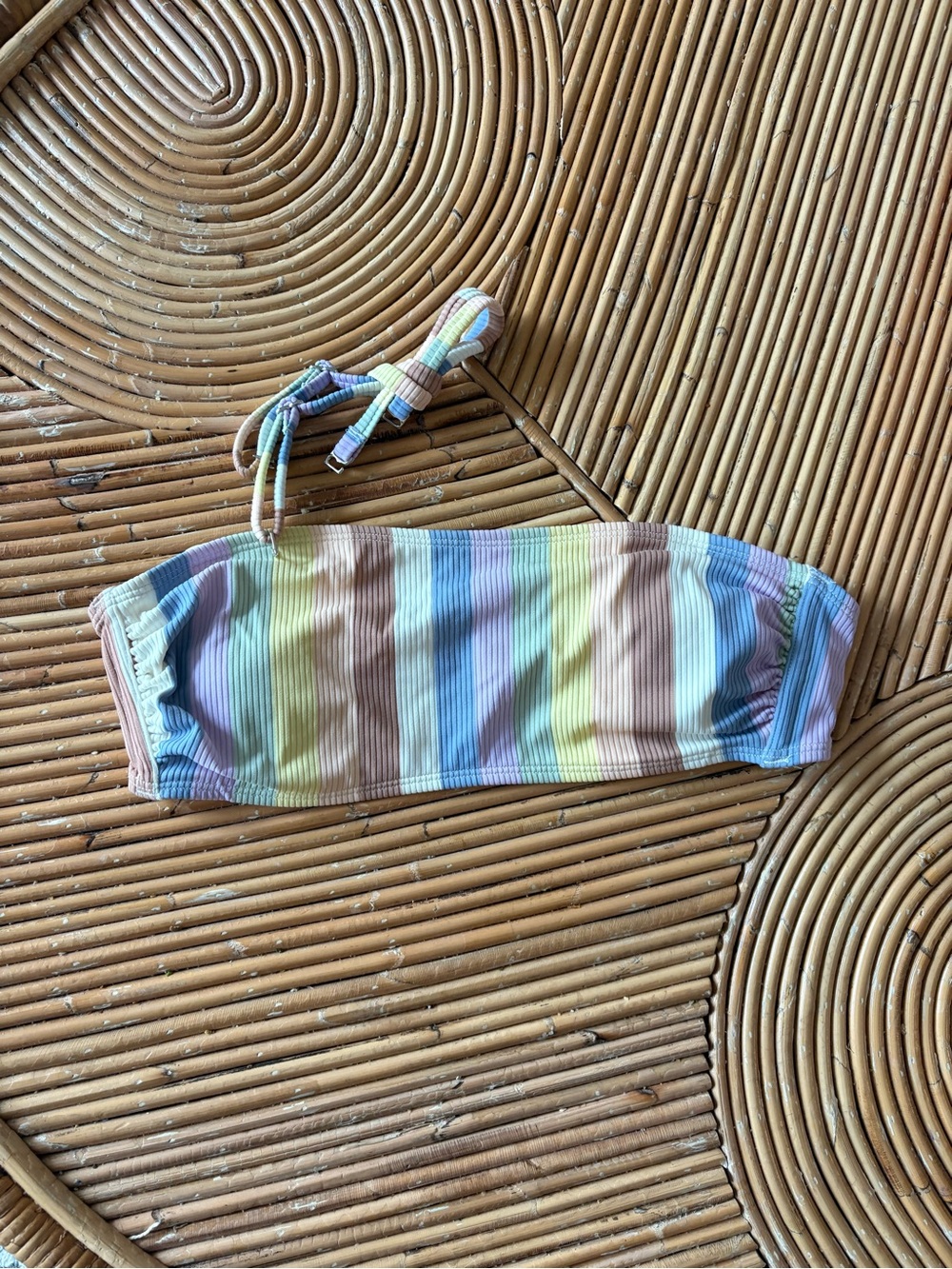 Xhilaration Pastel Rainbow Ribbed Bandeau Top